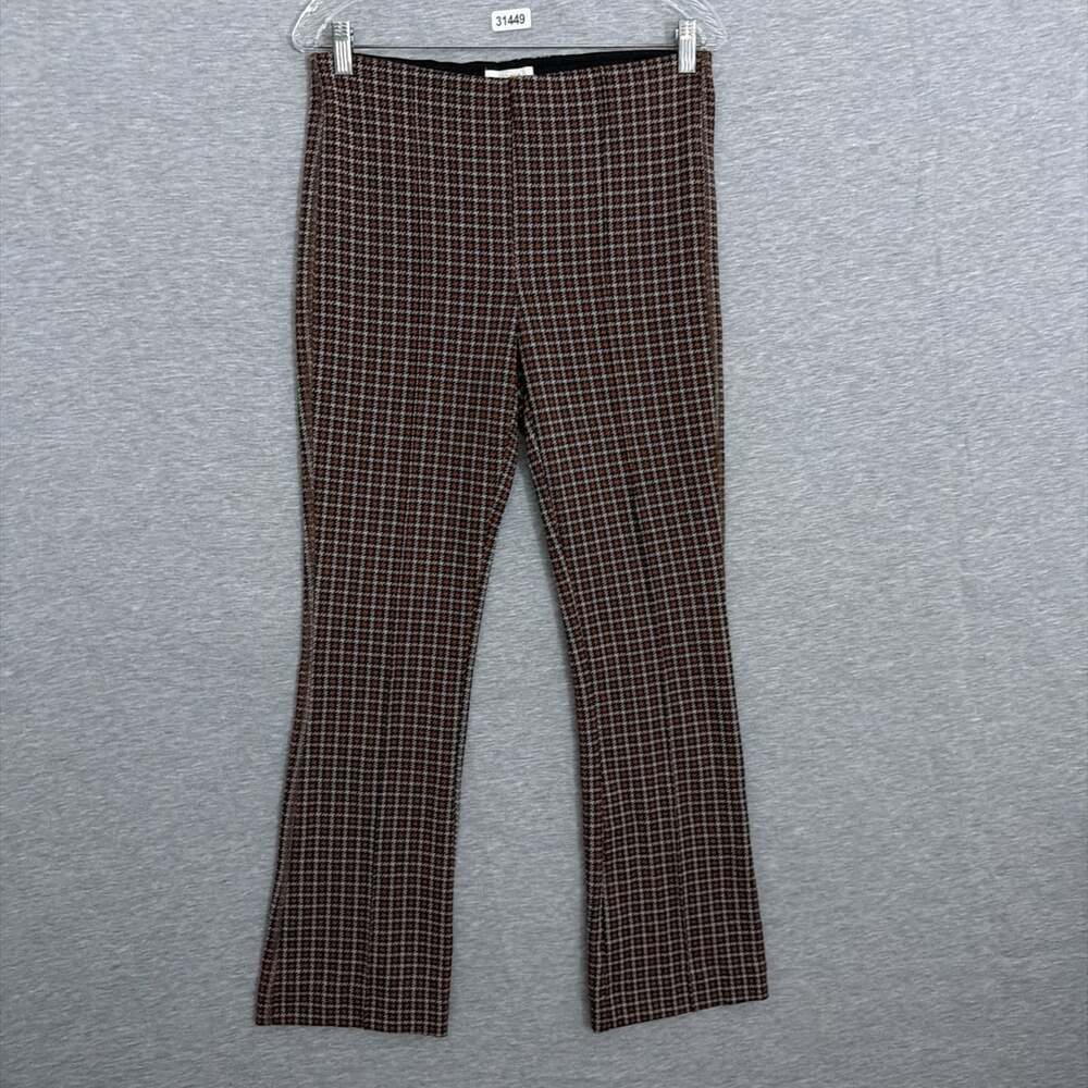Maeve Womens Small Tall Brown Black Plaid The Margot Crop Kick Flare Pants